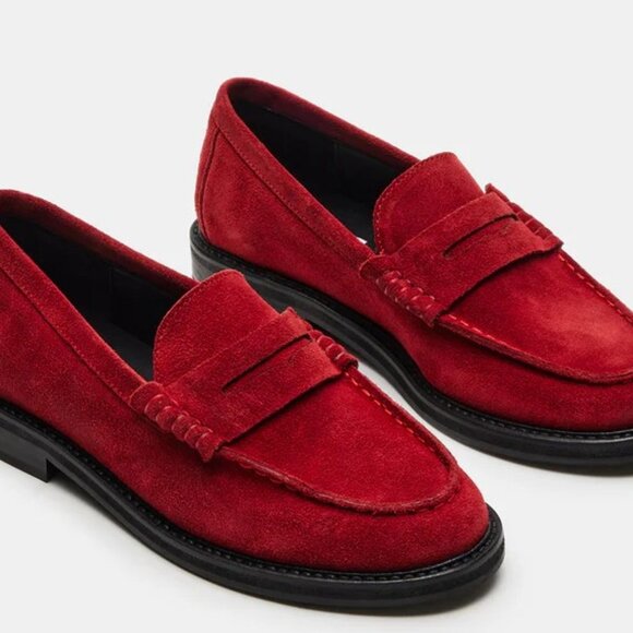 Steve Madden Shoes - Steve Madden Madison Red Suede Loafers NWT